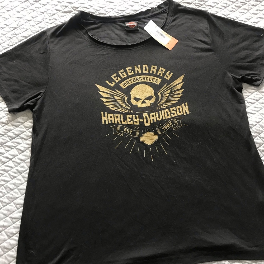 Harley-Davidson Black and Gold Short Sleeve Tee